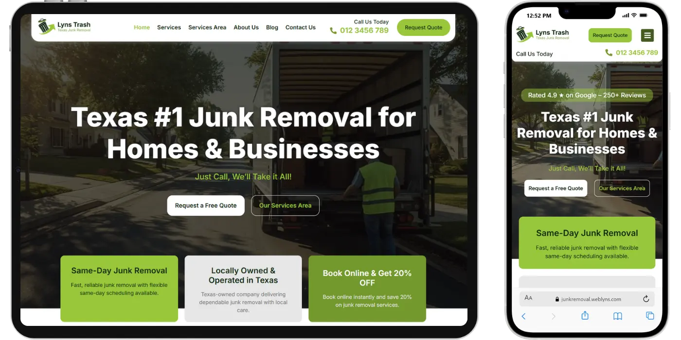 Junk Removal website design